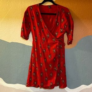 Wrap dress bird print S